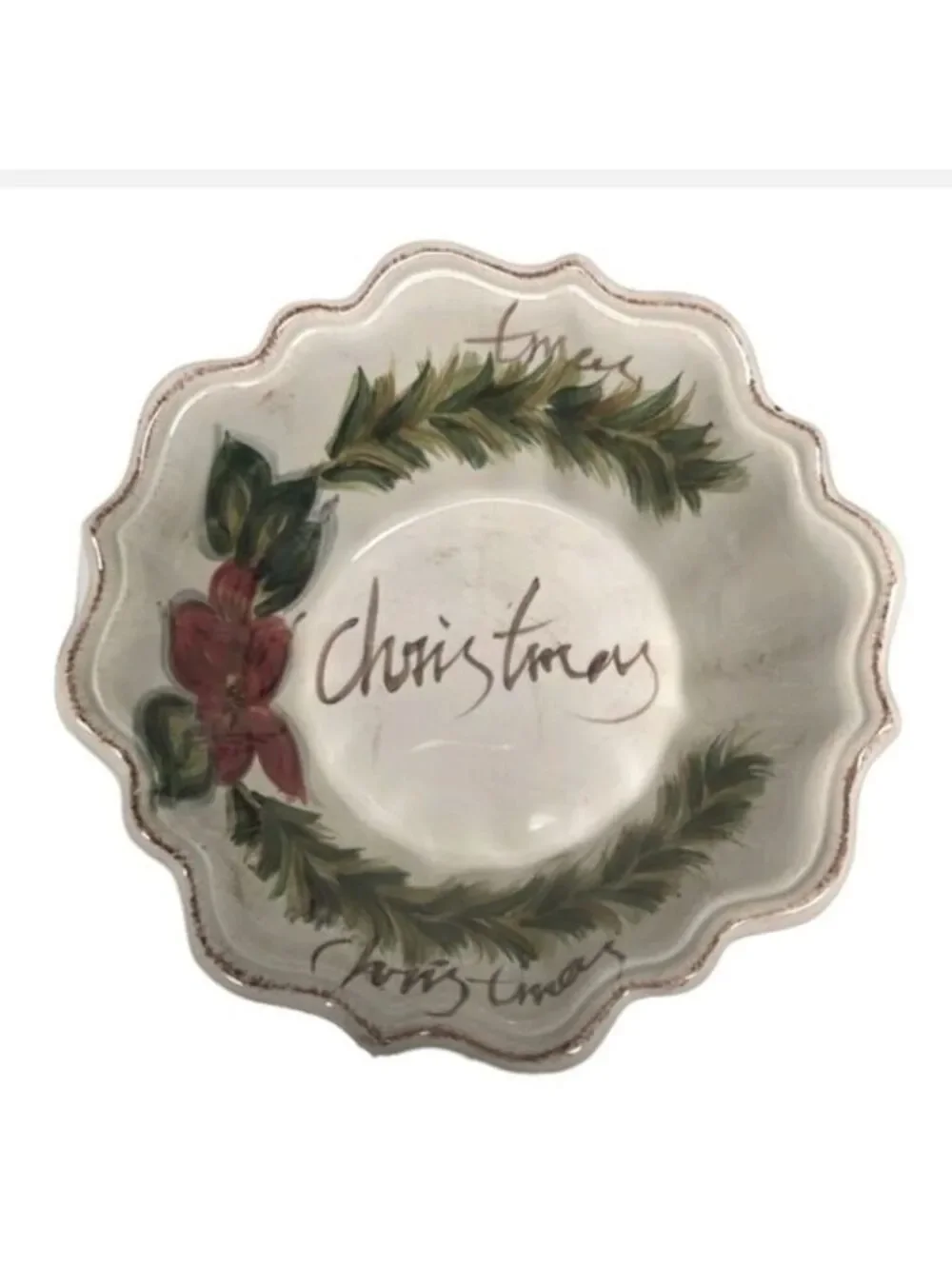 Tabletops Unlimited Linen N Things BOTANICAL CHRISTMAS Dinner Plate Bowl Holiday